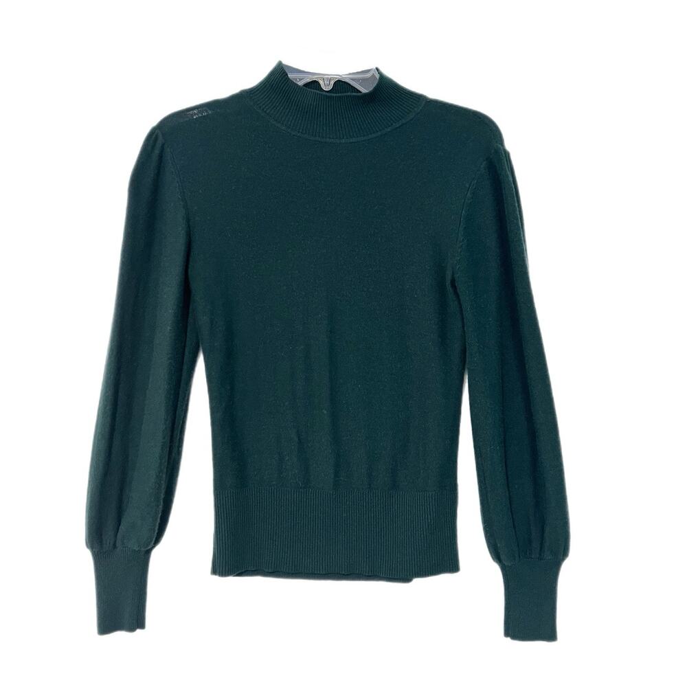 Rachel Zoe Mock Neck Sweater Womens S Small Green Cashmere Blend Classic Soft
